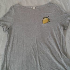 H&M Brand T-Shirt with Lemon Embroidery